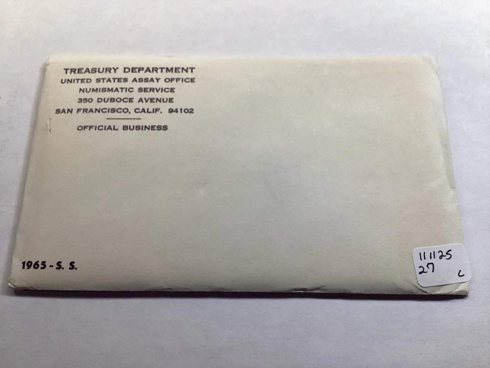 1965 Special Mint Set in Sealed Unopened Envelope with Silver Kennedy 111125 27c - Image 2 of 4