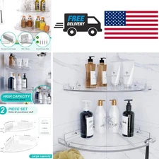 Acrylic Corner Shower Shelves 2 Pack Clear Rust Resistant Wall Mount Organizer