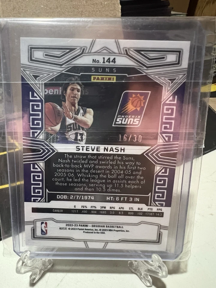 2022-23 Panini Obsidian Steve Nash 16/30 Blue Etch #144 Suns  - Image 2 of 2