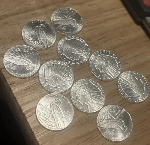 Lot Of 10 - 1/10 Incuse Indian Silver .999 Fine Silver Bullion