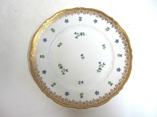 Rare ancien chargeur assiette expédition victorien comte dArtois Limoges France doré floral