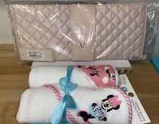 2 NEW-Disney Baby Minnie Mouse Hooded Towel Set Pink Blue Set- Oliver Thomas Pad