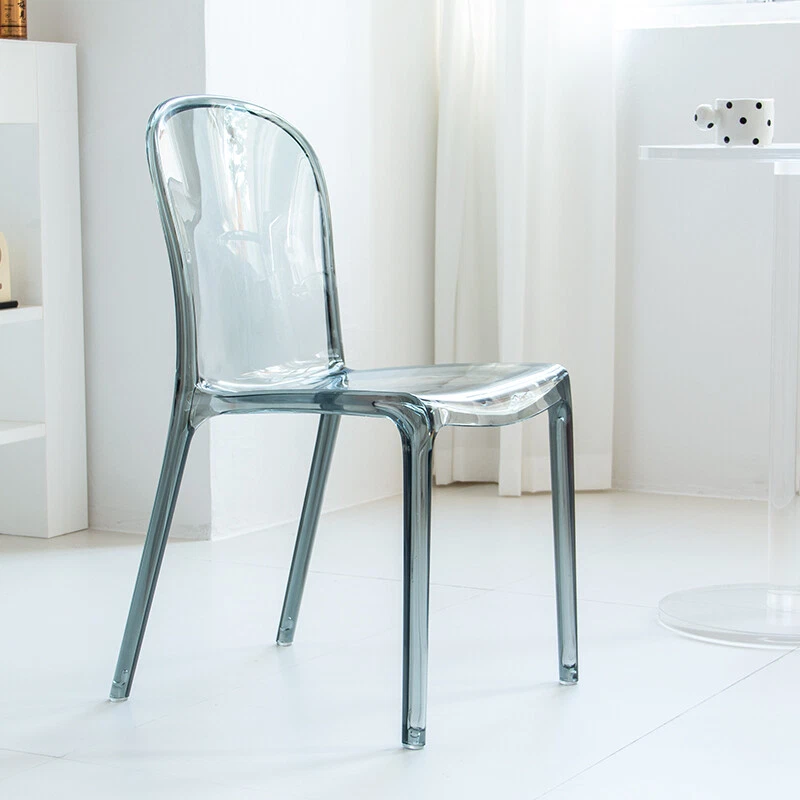 Sedia da pranzo con schienale nordico moderna semplice trasparente cristallo acrilico - Immagine 3 di 4