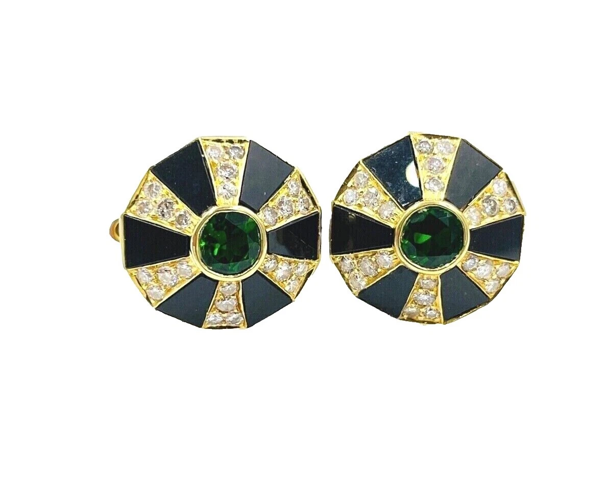 Gemelos de oro amarillo de Jade para hombres