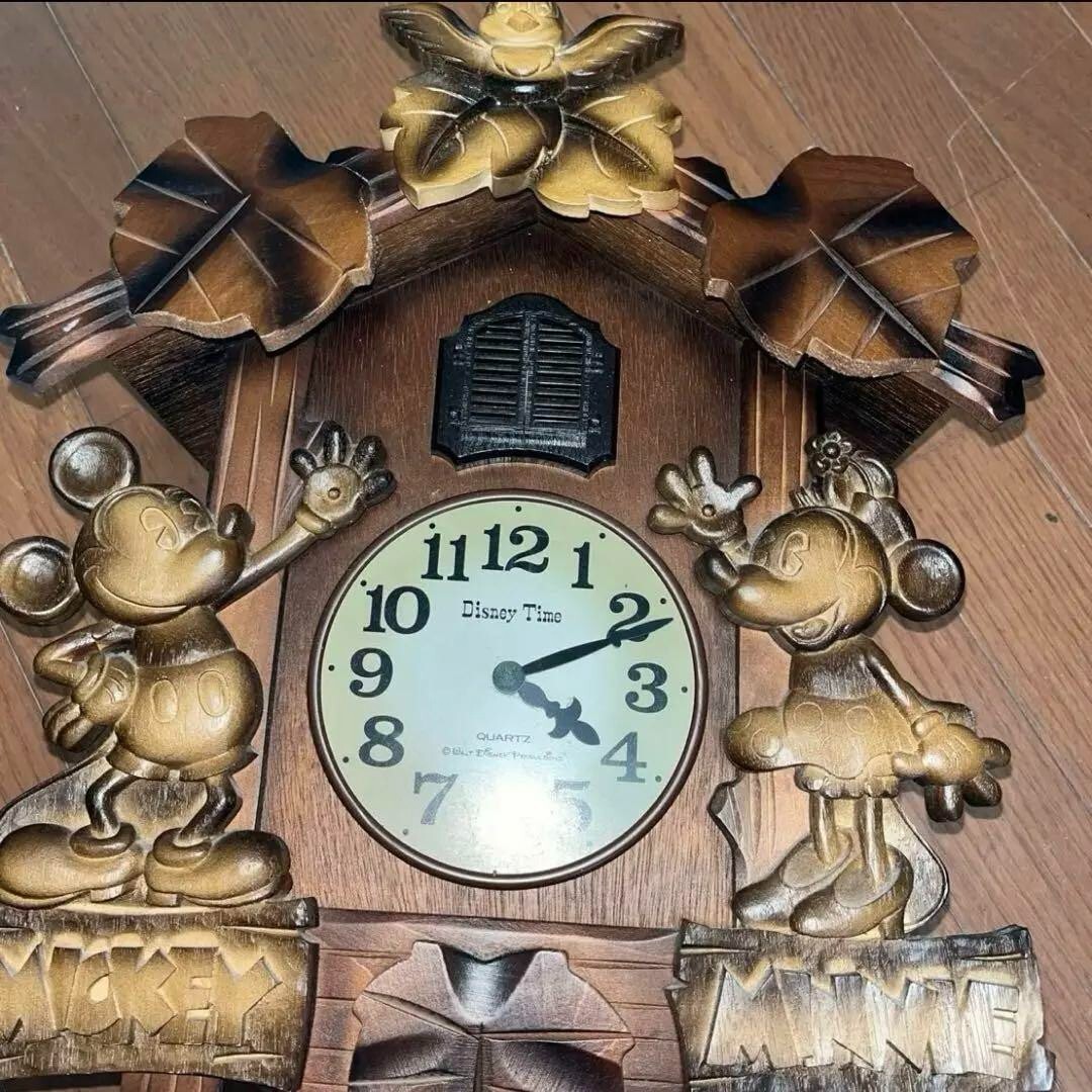 掛け時計 SEIKO ／木彫り アンティーク ディズニータイム Disney（ディズニー） SEIKO セイコー電波からくり掛け時計「Disney