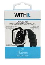 NEW LOT OF TWO Withit Dual Layer Protective Bumper w/ Glass For 42mm Apple Watch