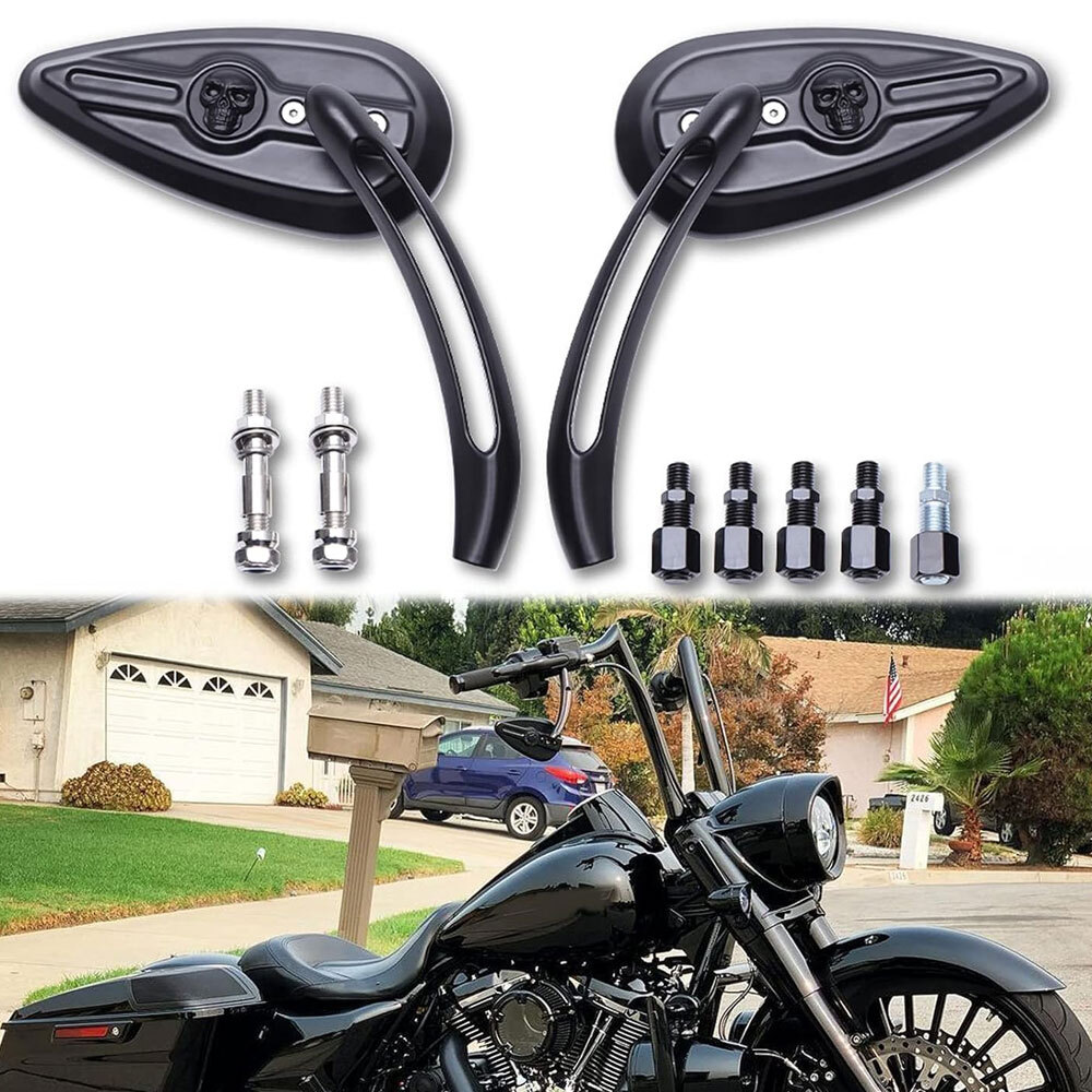 8mm 10mm Rear View Mirrors Set Fit For Harley Touring Road King