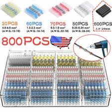 800PCS Waterproof Heat Shrink Butt Terminals Solder Seal Sleeve Wire Connectors