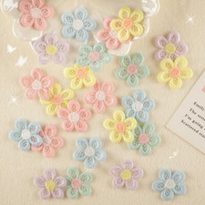 50PCS Embroidery Flower Sew On Patches Crochet Petals Lace Applique for Backpack