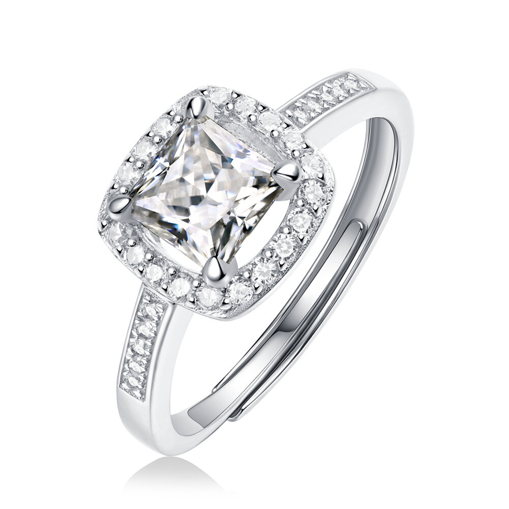 1CT Cushion Cut Moissanite Diamond Engagement Rings Gift 18K White