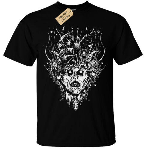 Demon Head T-Shirt Homme Rock Gothique Horreur Crâne Zombie Squelette Effrayant Goth - Photo 1/11