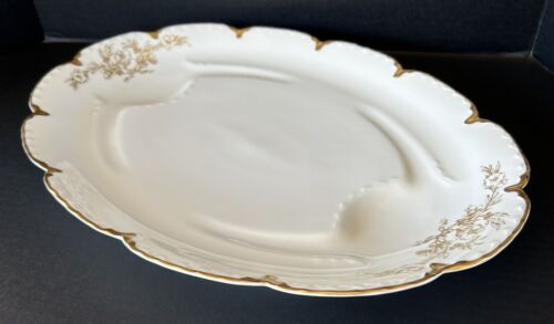Plato grande para servir Haviland Limoges Schleiger 15 hojas de oro blanco de 18" 22730 - Imagen 4 de 11