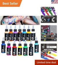 Professional Tattoo Ink Kit - 14 Colors, Long-lasting Pigments in 30ml Bottles