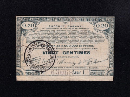 F.C. FRANCIA FRANCE , 70 COMMUNES , 20 CENTIMOS 1915 , MBC- (VF-) . - 第 1/2 張圖片