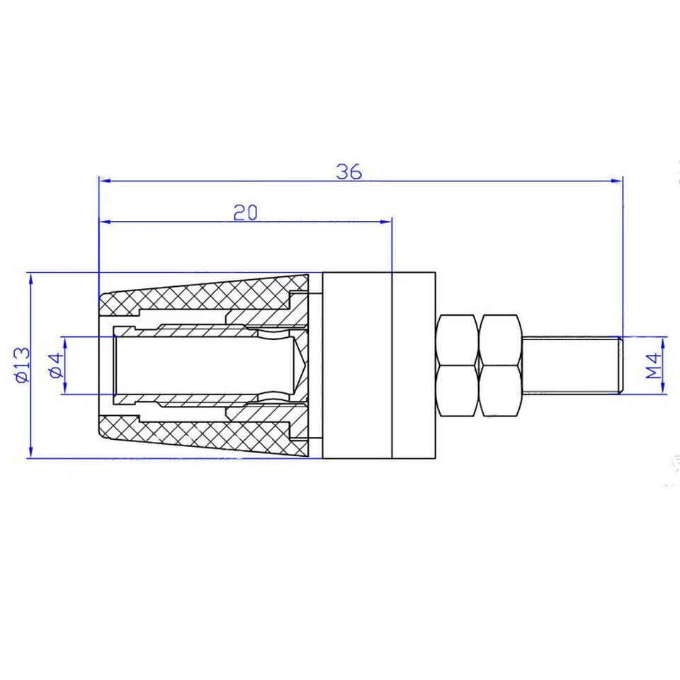 M4*36 Banana Plug 4mm Lantern Socket Terminal Solder Screw Test Connector Audio - Image 4 of 4