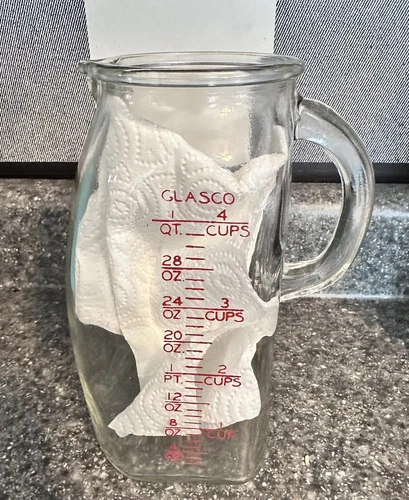 Vintage Glasco Pot Belly 4 Cup 1 Quart Glass Measuring Pitcher EUC