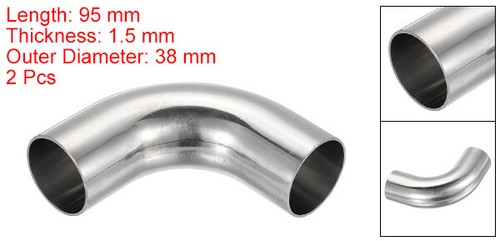 2pcs 90 Degree Mandrel Bend Elbow 1 1/2in OD Steel Exhaust Elbow - Picture 2 of 6