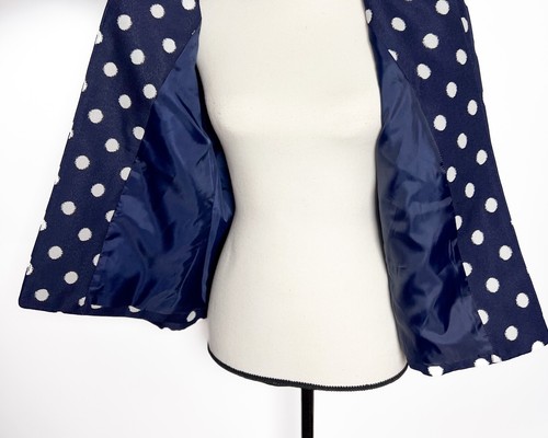 Anne Klein Womens Cropped Polka Dot Navy Jacket Blazer, Size L - FREE SHIPPING - Picture 7 of 10