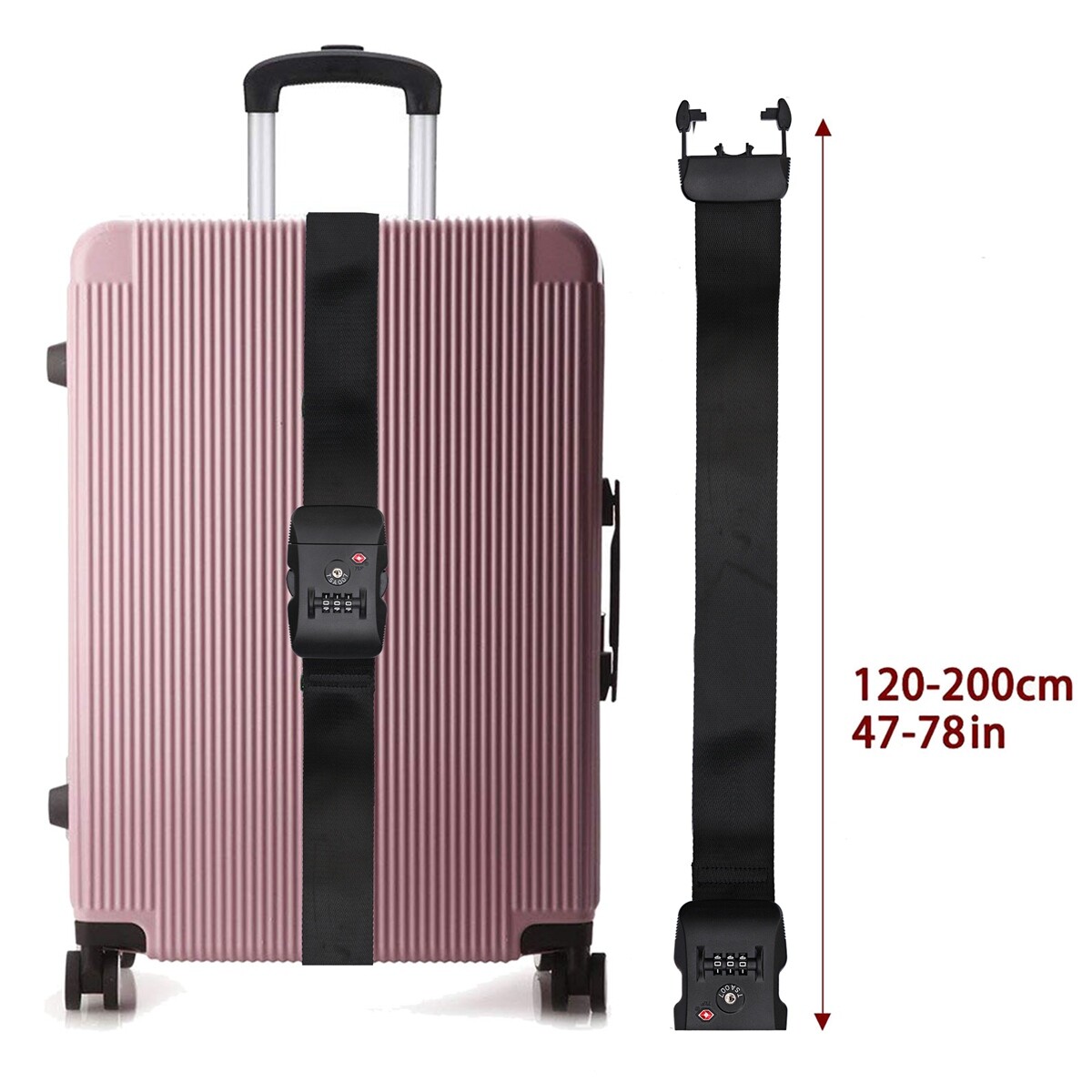 Premium TSA Travel Luggage Strap with Approved Lock, Adjustable