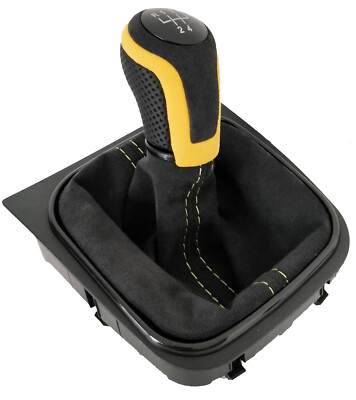 FÜR VW GOLF 5 6 EOS SCIROCCO SCHALTSACK ALCANTARA   SCHALTKNAUF GELB 5 GANG