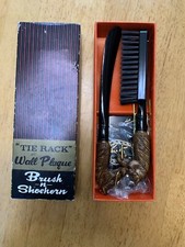 VINTAGE Rack Wall Plaque Brush-N-Horn Shoehorn Brush Set NEVER USED