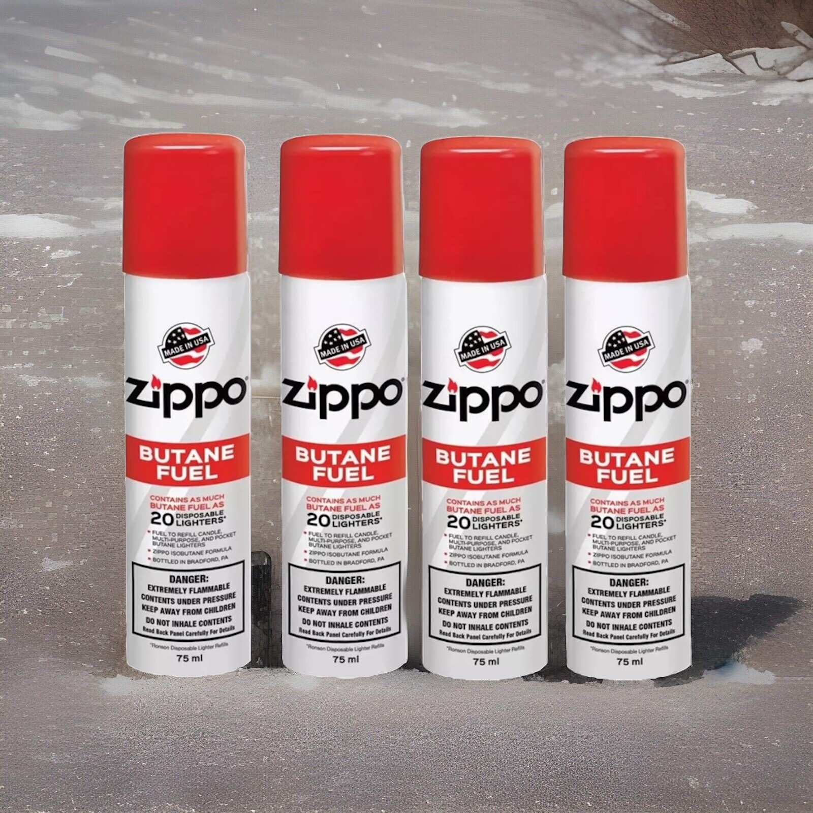 4 Can ZIPPO Refined Butane Lighter Gas Fuel Refill 75 mL Cartridge Made in USA