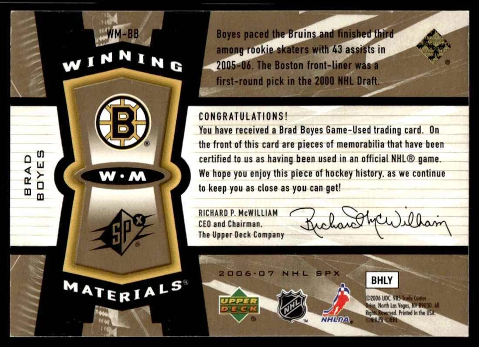 2006-07 SPx Winning Materials Brad Boyes Boston Bruins #WM-BB R50 - Image 2 of 2