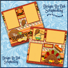 TURKEY EFFECT THANKSGIVING Premade Scrapbook Pages paper printed layout DBDS