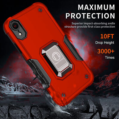 Military Grade Shockproof Hybrid Armor Case with Ring Grip for