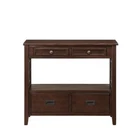 36'' Farmhouse Pine Wood Console Table Sofa Table w/4 Drawers & 1 Storage Shelf