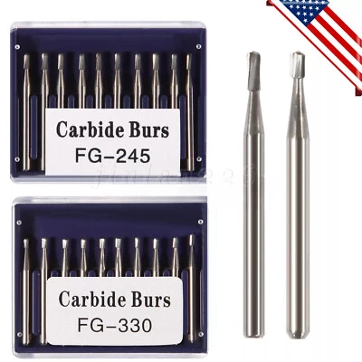 UNBANDED Dental Carbide Burs Tungsten Steel Bur FG # 330 FG #245 for High Speed Handpiece