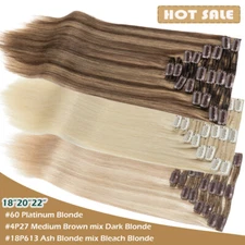 REMY Russian Double Weft Clip In Human Hair Extensions Full Head THICK 170G USPS