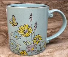 Large Coffee Mug Spring Valley Turquoise Flowers Spectrum Designz. 21 Ounces New