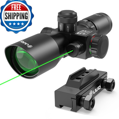 Uuq 2.5-10X40 Rifle Scope 11Mm Mount Red/Green Illuminated Mil-Dot Green Laser