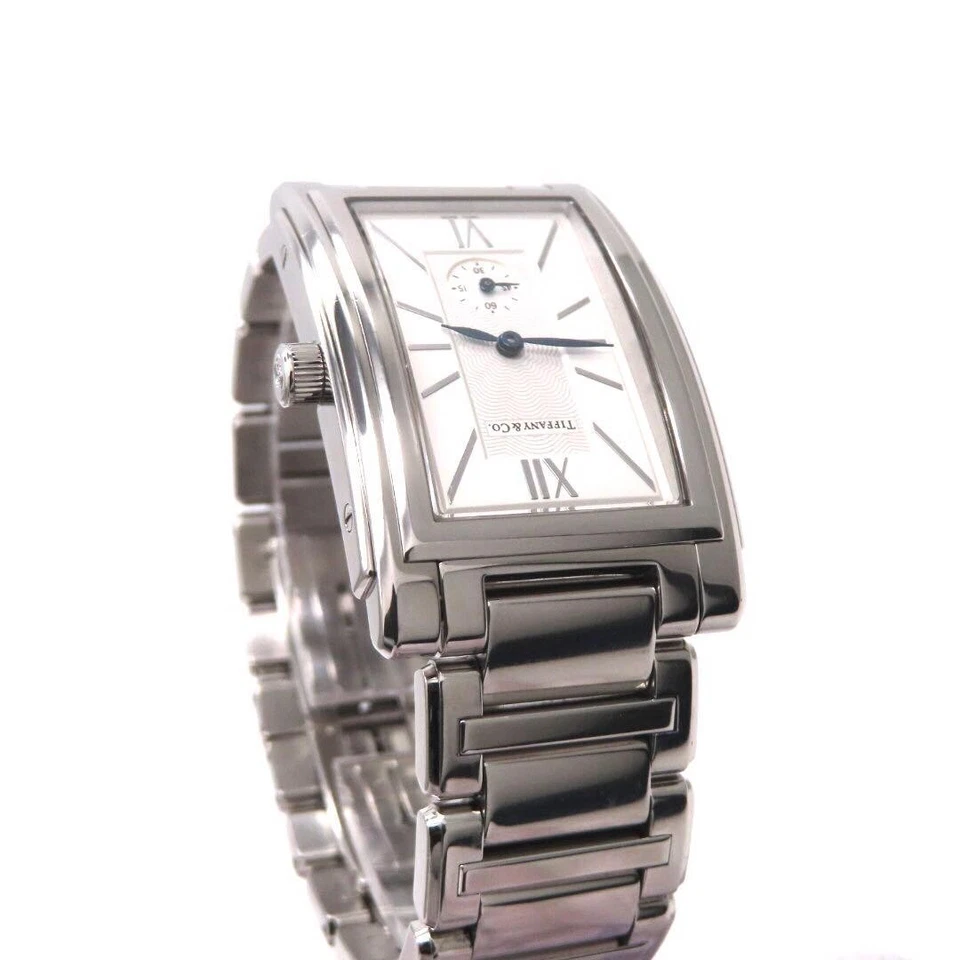 Reloj rectangular Tiffany & Co. Grand Z0030.13 para hombre segundos pequeños cuarzo funciona Foto 4 de 4