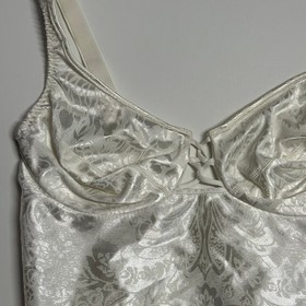 Vtg Vanity Fair Teddy Lingerie Size 34C White Floral Satin Jacquard Bridal Sexy