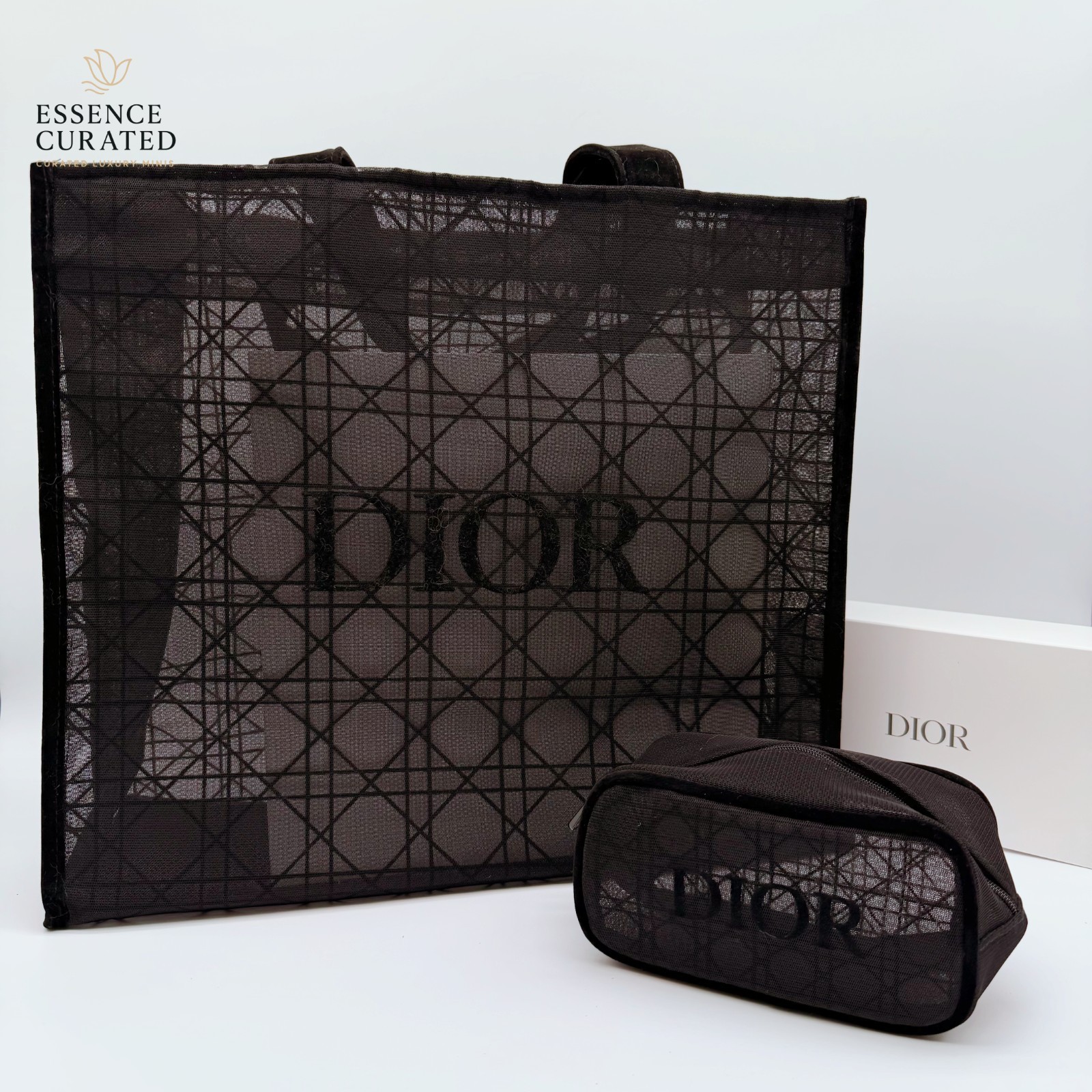 Black Mesh Tote Bag Cosmetic Makeup Pouch Gift Set Tote or Pouch Available