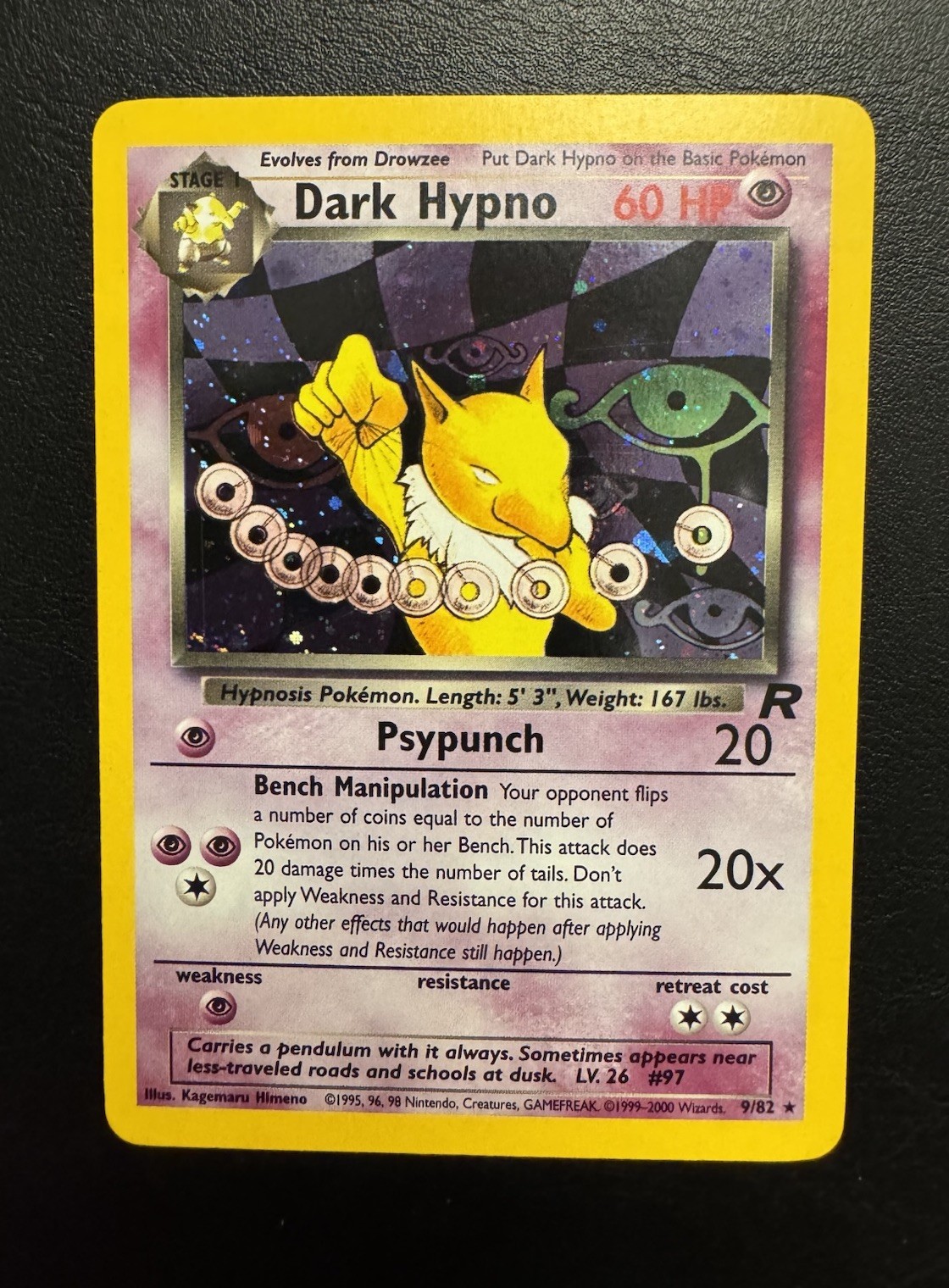 Pokémon Dark Hypno Holo Rare 9/82 Team Rocket NM
