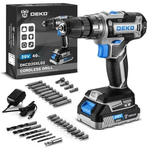 Power Drill Cordless: DEKO PRO Cordless Drill 20V Electric Power Drill Set To...
