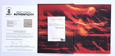 DAVID GILMOUR SIGNED LUCK AND STRANGE STUDIO LIVE HARDCOVER BOOK PINK FLOYD BAS