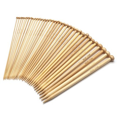 Bamboo Knitting Needles Set, Wooden 2-10 millimeters, White 