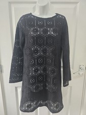 Black Hexagon Crochet Beach Dress - Cover Up - Size XS