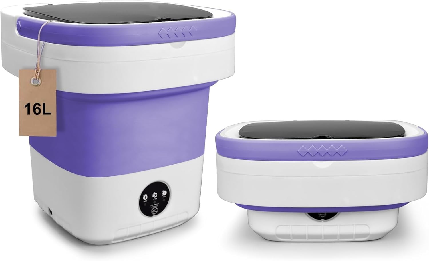 Portable 16L Washing Machine with Spin Basket Foldable Mini Washer for Compact Spaces