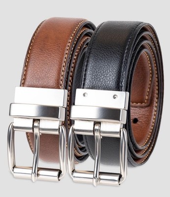 Men's XL Feather Edge Reversible BLACK/BROWN STRETCHY Belt  Goodfellow