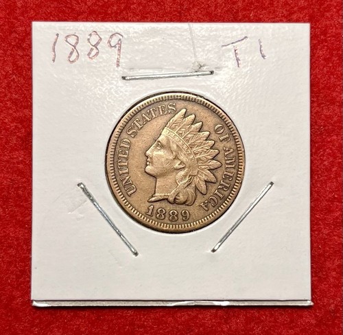 1889 Indian Head Cent Penny 1C Copper Coin - From Large US Cents Lot & Set (T1)