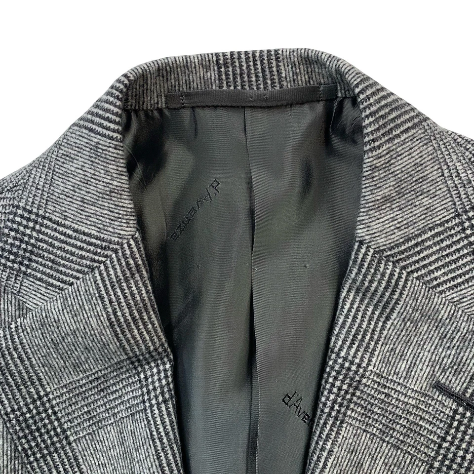 ¡Como nuevo! Blazer 40 R d'Avenza Roma Gris Claro Franela Tejido Glen Tela Escocesa Lana Ajustado FIt Foto 2 de 4