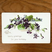 Vintage Postcard FLOWERS Embossed TUCKS No. 125 Birthday Greetings