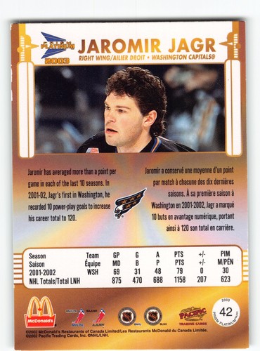 Jaromir Jagr 2003 Washington Capitals Card - Picture 2 of 2