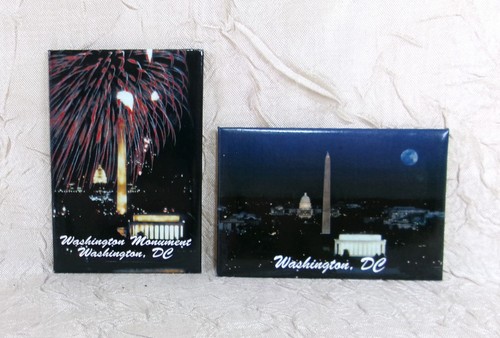 Washington DC Two Magnets with Lincoln Memorial & Washington Monument at Night