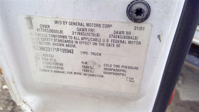 Used Alternator fits: 2001 Chevrolet Silverado 2500 pickup 105 amp Grade C